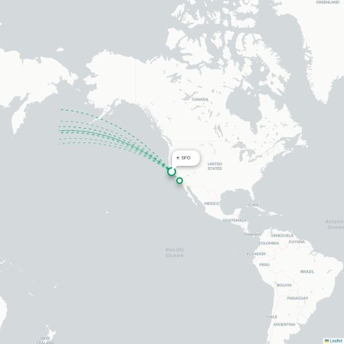 San Francisco - Guangzhou karta över direktflyg