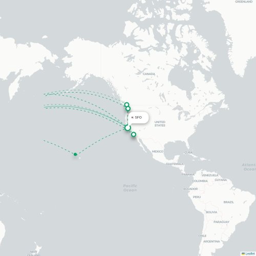 San Francisco - Tokyo direct flight map