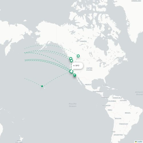 San Francisco - Tokio direct flight map