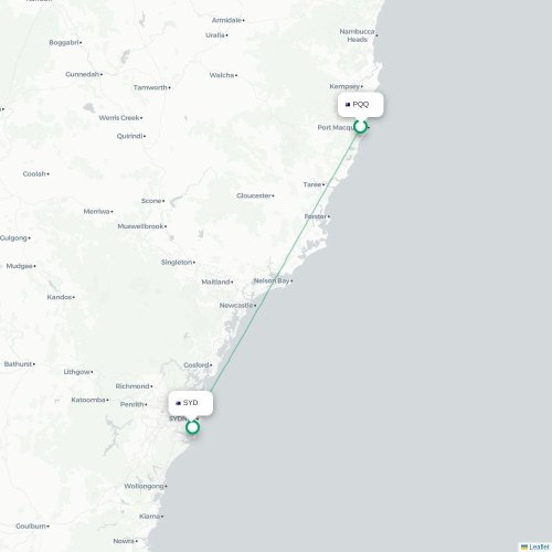 Mapa lotu bezpośredniego San Francisco – Sydney