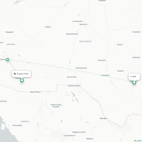 Mapa lotu bezpośredniego San Francisco – Tucson