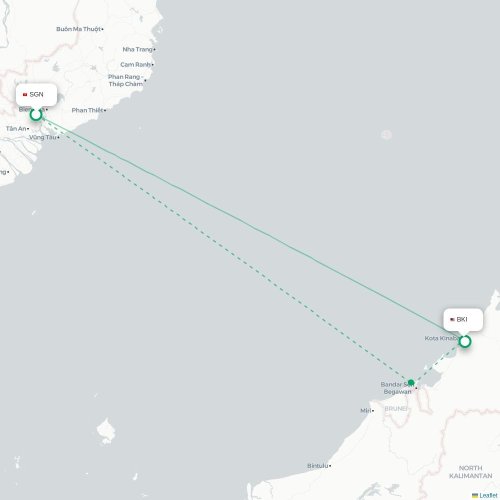 Mapa lotu bezpośredniego Ho Chi Minh – Kota Kinabalu