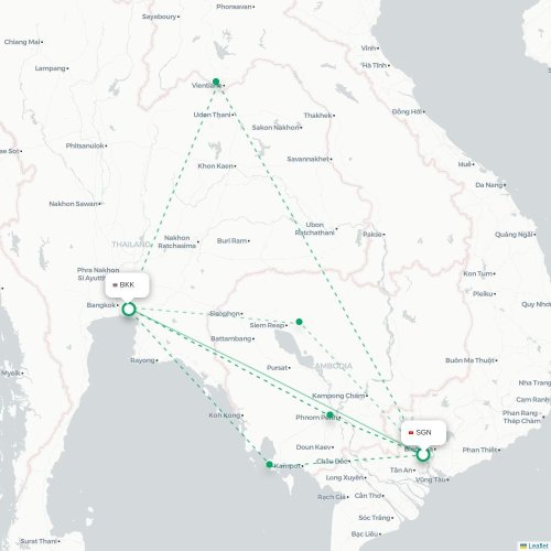 Ho Chi Minhin kaupunki – Bangkok suoran lennon kartta