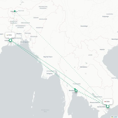 Mapa lotu bezpośredniego Ho Chi Minh – Kalkuta