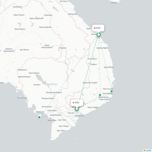 Mapa lotu bezpośredniego Ho Chi Minh – Da Nang