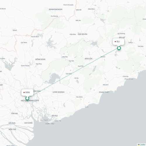 Mapa lotu bezpośredniego Ho Chi Minh – Dalat