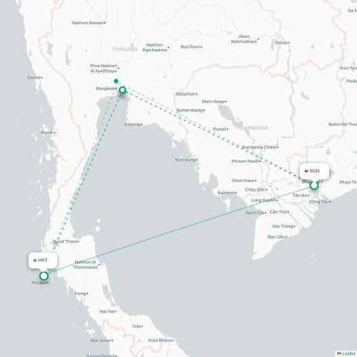 Ho Chi Minhin kaupunki – Phuket suoran lennon kartta