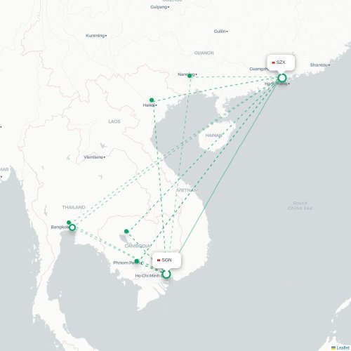 Mapa lotu bezpośredniego Ho Chi Minh – Shenzhen