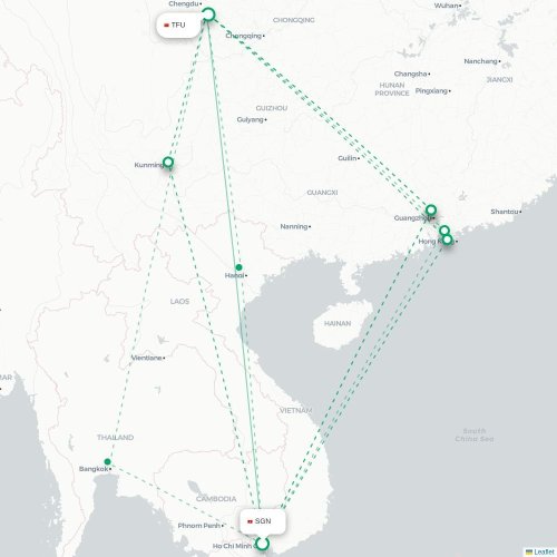 Mapa lotu bezpośredniego Ho Chi Minh – Chengdu