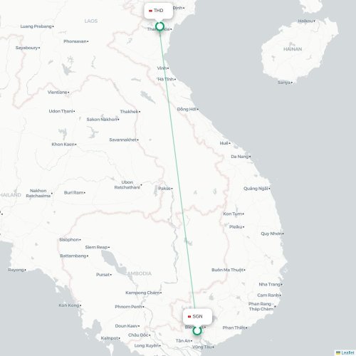 Mapa lotu bezpośredniego Ho Chi Minh – Thanh Hóa