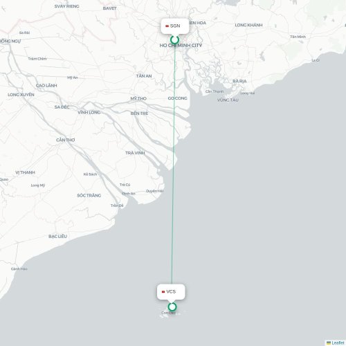 Mapa lotu bezpośredniego Ho Chi Minh – Côn Đảo