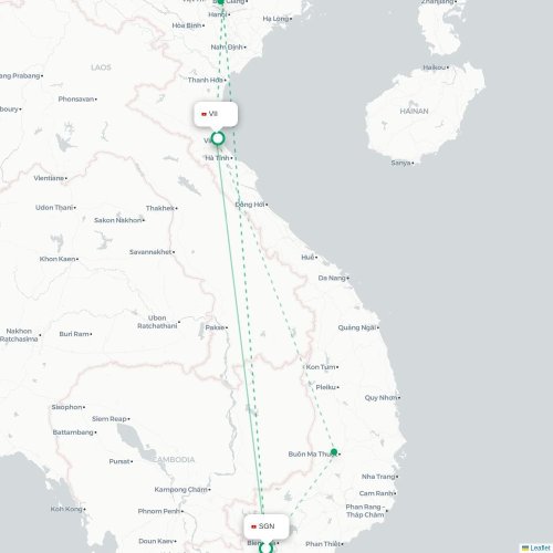 Mapa lotu bezpośredniego Ho Chi Minh – Vinh City