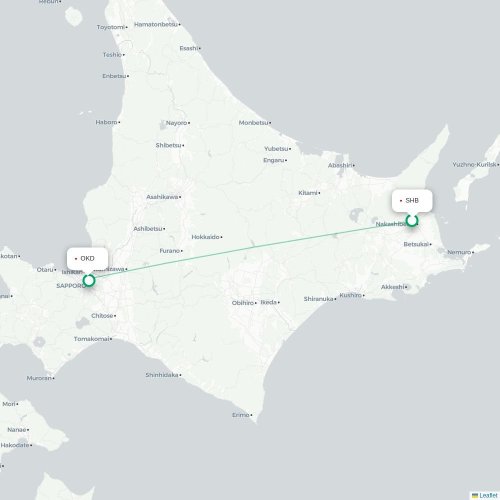 Mapa lotu bezpośredniego Nakashibetsu – Sapporo