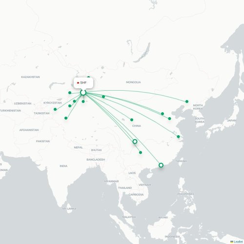 Mapa lotu bezpośredniego Shihezi – Altay