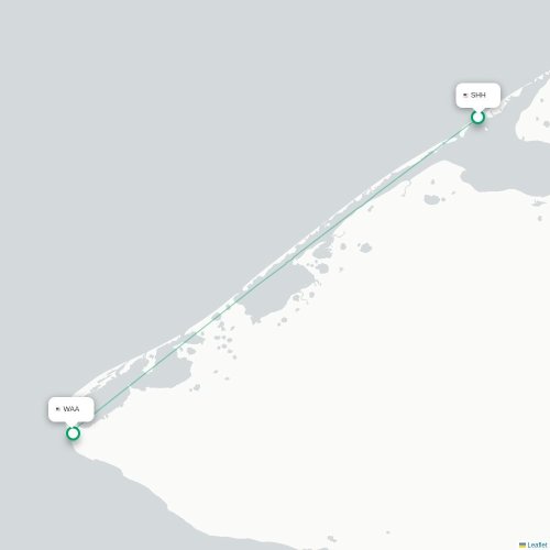 Mapa lotu bezpośredniego Shishmaref – Wales