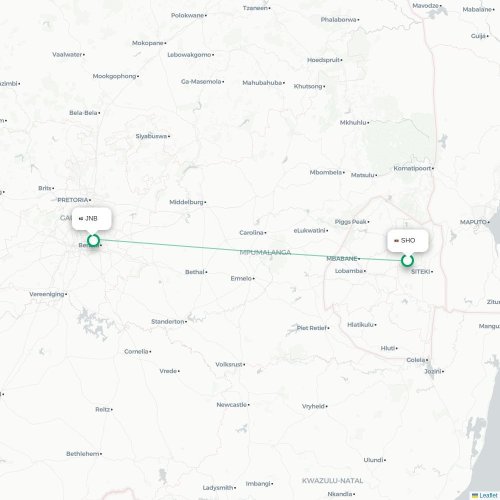 Manzini - Johannesburg kaart van rechtstreekse vlucht