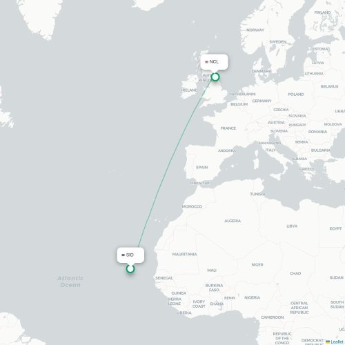 Mapa de vuelo directo Espargos - Newcastle-upon-Tyne
