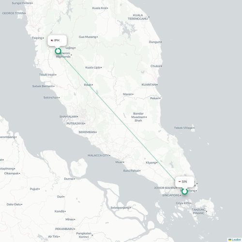 Mapa lotu bezpośredniego Singapur – Ipoh