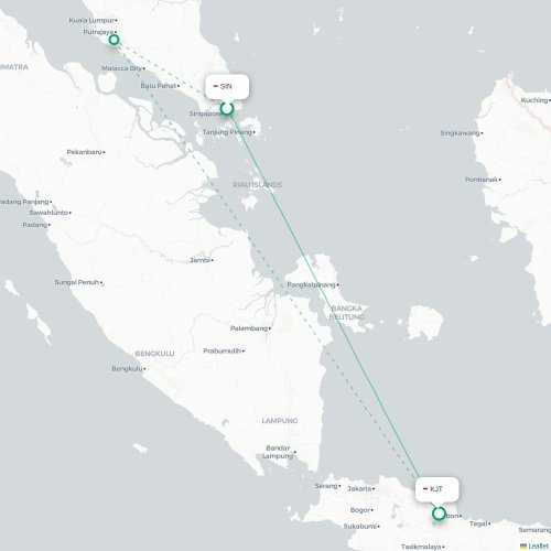 Mapa lotu bezpośredniego Singapur – Majalengka