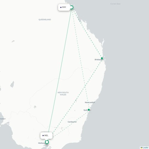 Mapa lotu bezpośredniego Singapur – Melbourne
