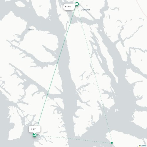Mapa lotu bezpośredniego Sitka – Juneau