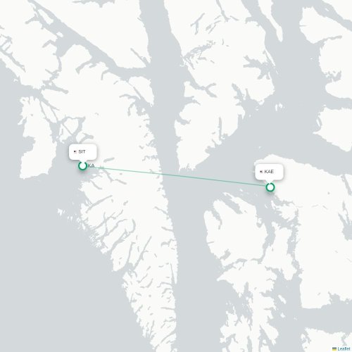 Mapa lotu bezpośredniego Sitka – Kake