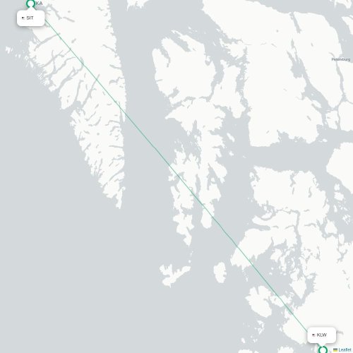Mapa lotu bezpośredniego Sitka – Klawock