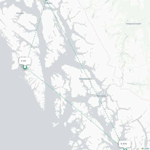 Mapa lotu bezpośredniego Sitka – Ketchikan