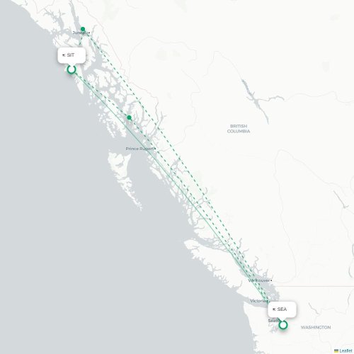 Mapa lotu bezpośredniego Sitka – Seattle