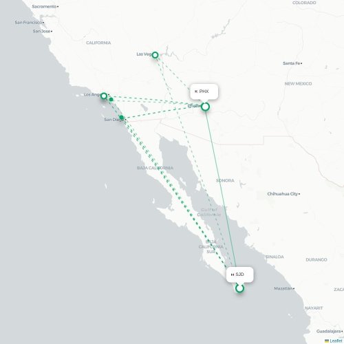 San Jose Del Cabo - Phoenix karta över direktflyg