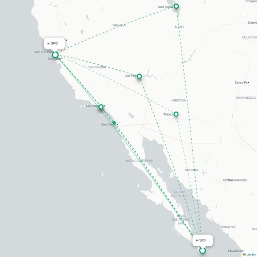 San Jose Del Cabo - San Francisco karta över direktflyg