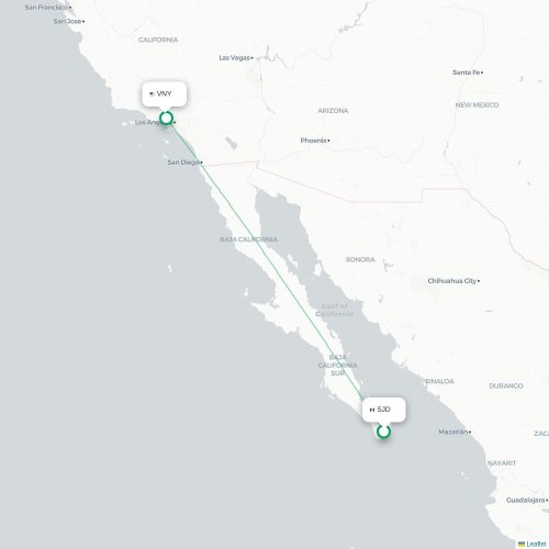 San Jose Del Cabo - Van Nuys karta över direktflyg