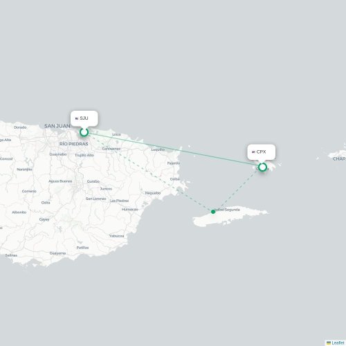 Mapa de vuelo directo San Juan - Culebra