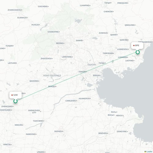 Mapa de vuelo directo Shijiazhuang - Qinhuangdao