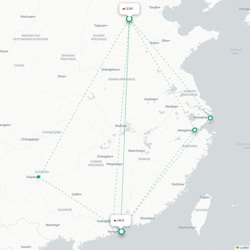 Mapa lotu bezpośredniego Shijiazhuang – Hongkong
