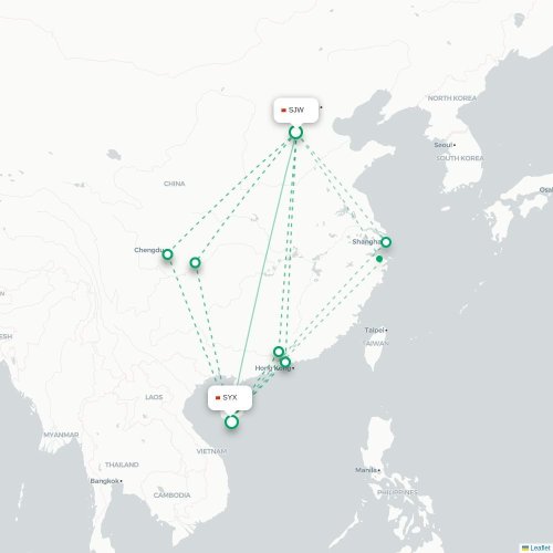 Mapa lotu bezpośredniego Shijiazhuang – Sanya