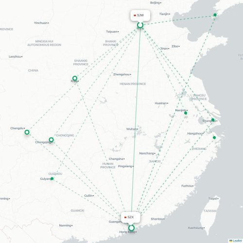 Mapa lotu bezpośredniego Shijiazhuang – Shenzhen