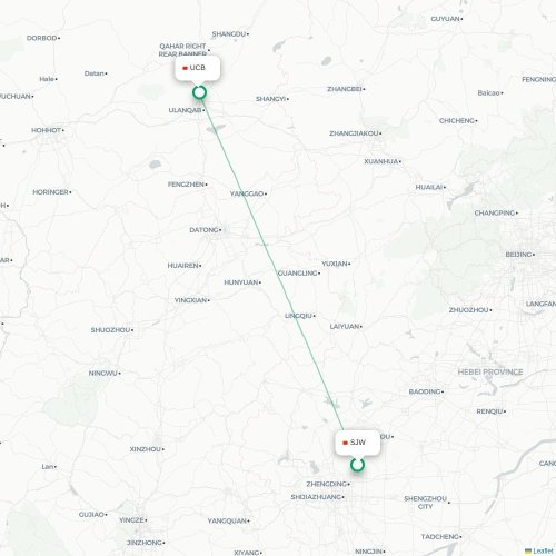 Mapa lotu bezpośredniego Shijiazhuang – Ulunqab