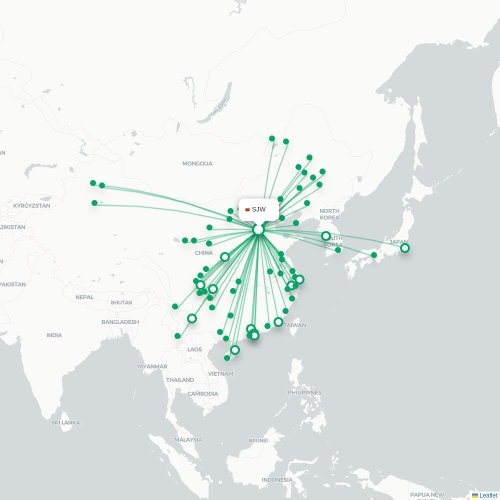Mapa lotu bezpośredniego Shijiazhuang – Changchun