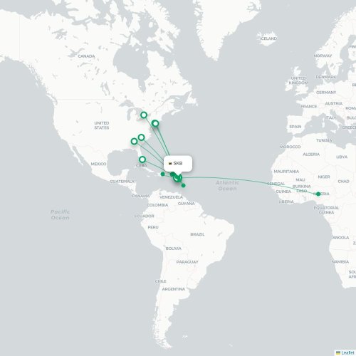Route map Saint Kitts  SKB airport