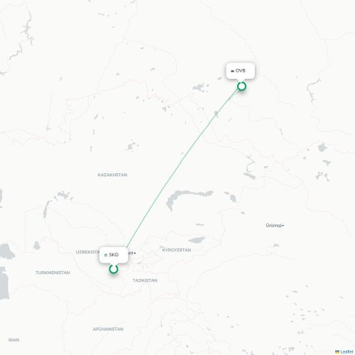 Mapa lotu bezpośredniego Samarkanda – Nowosybirsk