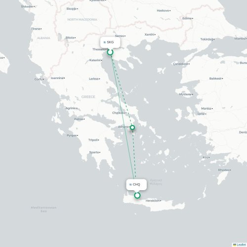 Thessalonique - La Canée carte du vol direct