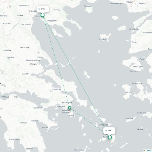 Thessalonique - Naxos carte du vol direct