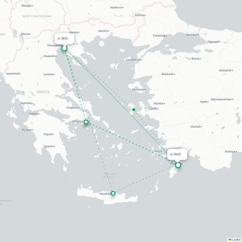 Thessalonique - Rhodes carte du vol direct