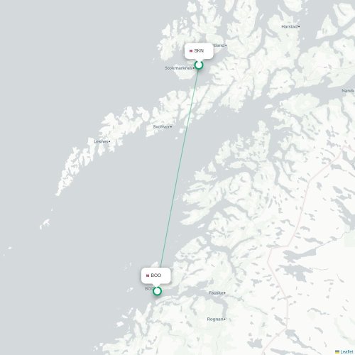 Mapa de vuelo directo Stokmarknes - Bodø
