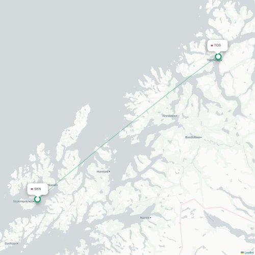 Mapa de vuelo directo Stokmarknes - Tromso