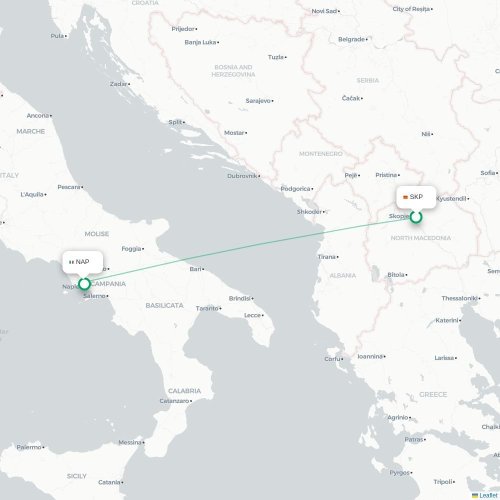 Skopje - Neapel karta över direktflyg