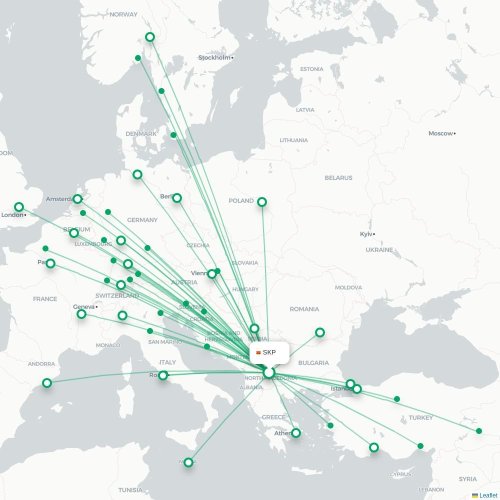 Route map Skopje  SKP airport