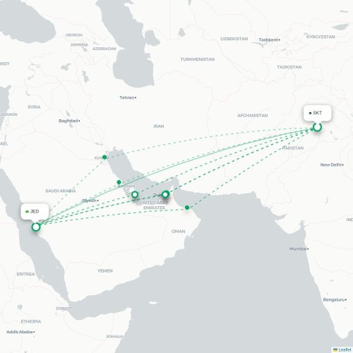 Mapa de vuelo directo Siālkot - Jedda