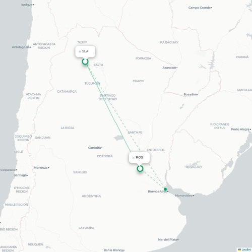 Mapa lotu bezpośredniego Salta – Rosario